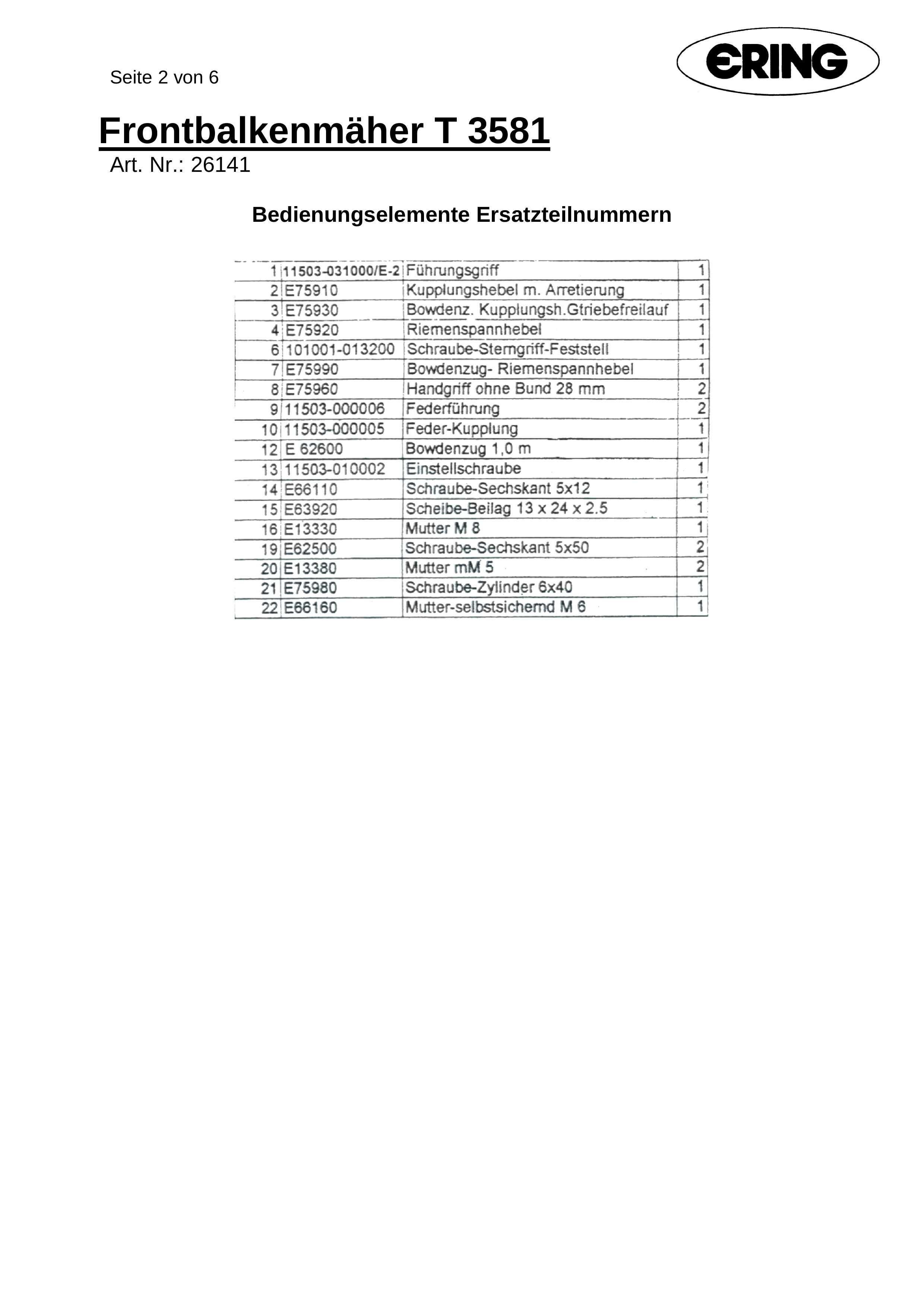 Bowdenzug Riemenspannhebel Motorstop